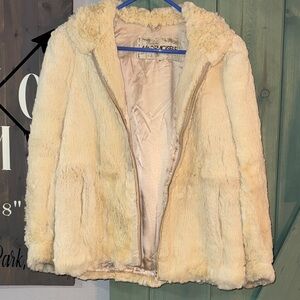 White Genuine Rabbit Fur Coat